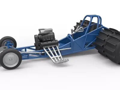 Vintage Funny Car Base for Sand drag racing Scale 1 to 25 3D print model