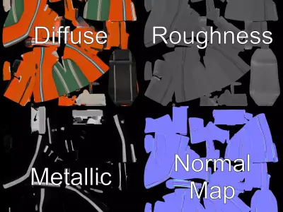 Orange Inflatable Raft model pack Low-poly 3D model