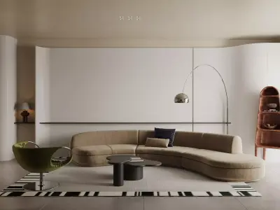 Modern living room dining room interior scenes 294 3D model