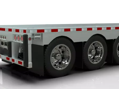 53 feet Stepdeck Trailer 3D Model with Hendrickson  Suspension 3D model