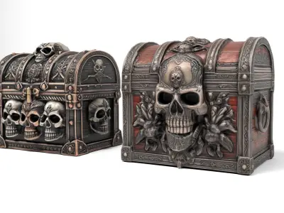 Mysterious Chests Low-poly 3D model