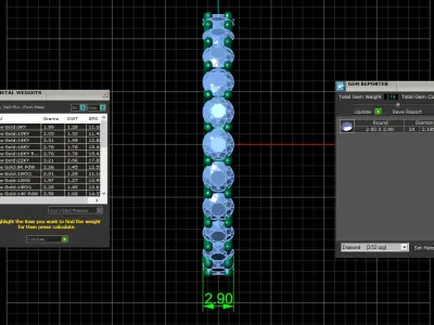 U Shaped Eternity Ring 2 point 9 mm stone size swiss 20 and EU60 3D print model