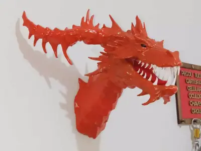 Dragon Bust Wall Decoration Multiparts Sculpture 3D print model