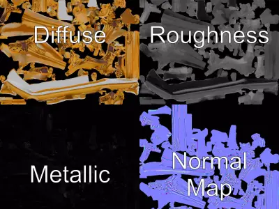 Baroque Gold Console Table model pack Low-poly 3D model