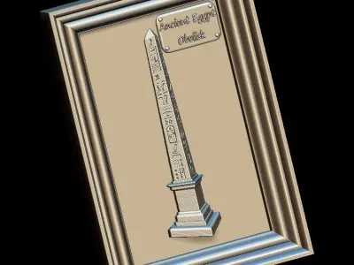 Obelisk with hieroglyphs Panno STL File for CNC Relief engraving 3D model