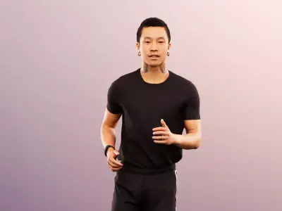 Henrik 12560 - Running Asian Man Low-poly 3D model