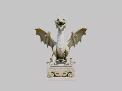Stone Dragon Statue - Fantasy Garden Decor 3D Model Low-poly 3D model