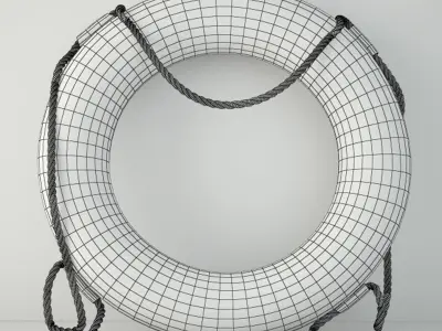 1950s Blue and White Life Preserver 3D model