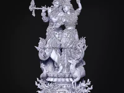 Radha Krishna 3D Print STL  3D print model