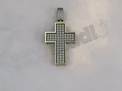 Luxury brilliant cross with gems all around 3d model 3D print model