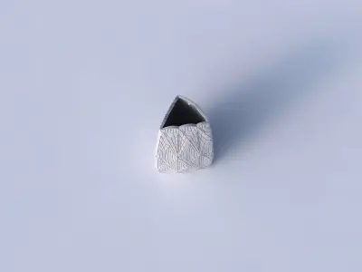 Vase curved tipping triangle with dense mosaic plates 3D print model