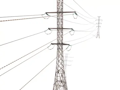 Electricity Pole 26 Weathered Low-poly 3D model