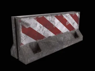 Concrete Barrier  Game Ready Low-poly 3D model Low-poly 3D model