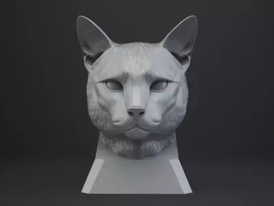 Cat Bust - Animal Figurine 3D print model