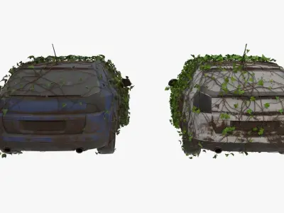 4K realistic low poly abandoned car Low-poly 3D model