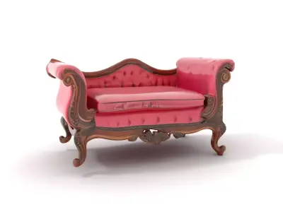 Victorian Pink Chaise model pack Low-poly 3D model