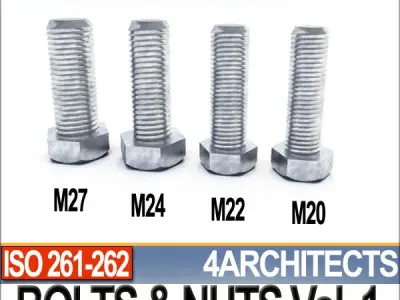 Bolts Nuts Vol 1 ISO 261 262 STL Printable Vol 1 ISO 261 262 3D print model
