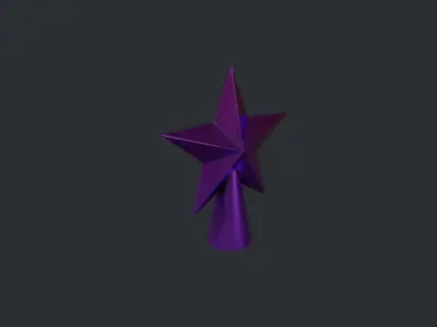 Purple Star Christmas Tree Topper Low-poly 3D model