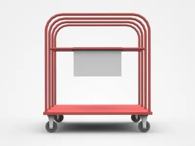 Container Trolley Cart With Small Box Container Attached 3D model