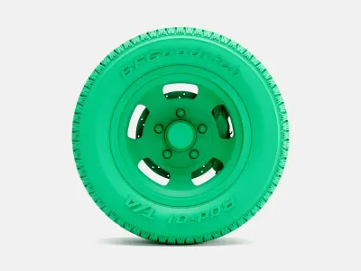 15x7 US Indy Mag Wheel BFGoodrich Radial Tire 3D print model