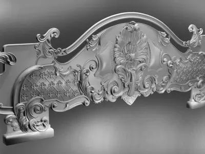 Baroque bed headboard for engraving on a CNC machine 3D print model