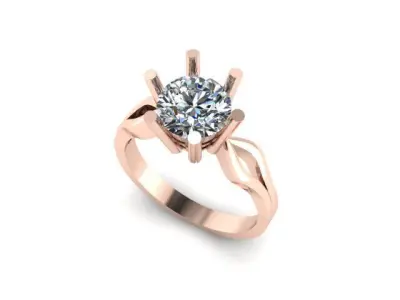 Moissanite Diamond Solitaire  ring 3D print model