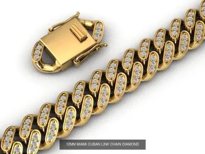 4 SIZE MIAMI CUBAN LINK CHAIN DIAMOND 3D Model Pack