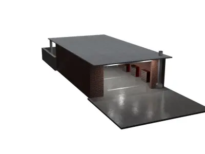 Garage structure mechanical workshop Low-poly 3D model