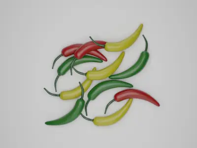 Serrano Pepper Low Poly realistic 3d model for game Low-poly 3D model