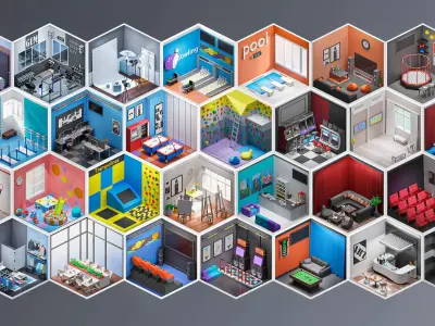 Entertainment Rooms Low-poly 3D model