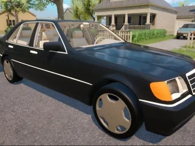 Old Sedan W140 Mercedes Low-poly 3D model