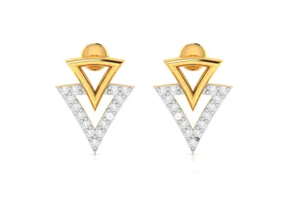 Earrings-2891 gold earring with diamonds 3D print model