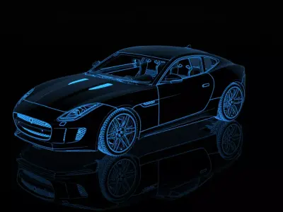  Jaguar holographic image effect---C4D rendering AE synthesis 3D model