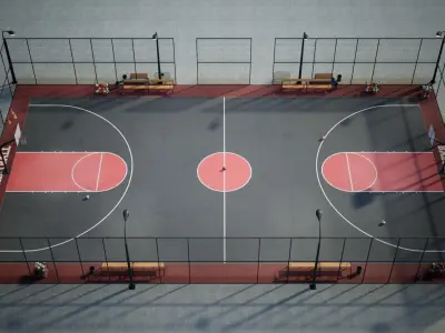 Basketball Arena game Ready UE Low-poly 3D model