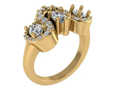 Round Halo Unique Ring 2504 3D print model