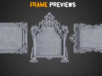 15 Vintage Artisan Mirror Frames - Vol 34 Low-poly 3D model