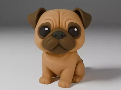 Cute Pug Kawai Free 3D print model