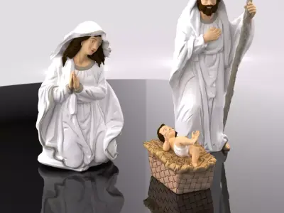 Christmas Manger Birth Pack Child cradle Baby Jesus Joseph Mary 3D print model