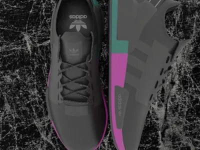 ADIDAS 3D SHOES - PINK - GREEN Low-poly 3D model