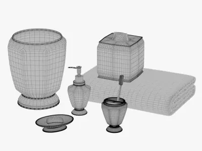 Elegance Faux Marble Bath Accessories 3D model
