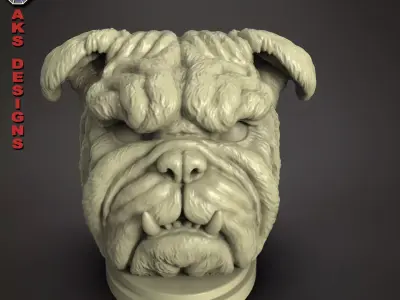 Bulldog version 1 Penstand cum flowerspot 3D print model