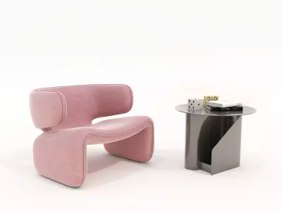 Modern Coffee Table and Armchair Set 50 3D model