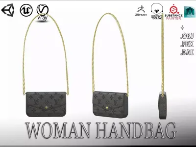 Woman Handbag Louis Vuitton Low-poly 3D model