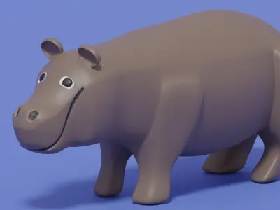 Cartoon Cute Hippopotamus 3D model
