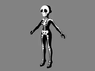 Cartoon Halloween costume - girl skeleton Low-poly 3D model