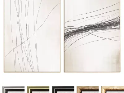 Plaster Two Photo Frame 513 Low-poly 3D model