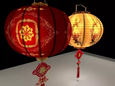 Chinese red lantern 3D model 45