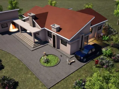 Three Bedroom Low-poly 3D model