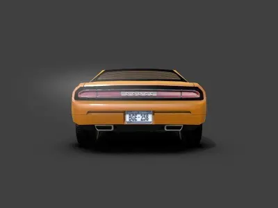Low Poly Car Model orange dodge challenger Low-poly 3D model
