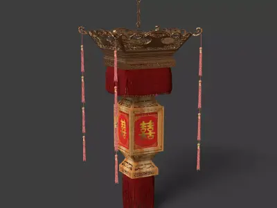 Chinese red  royal palace lantern  3D model